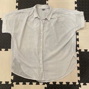 Aerie Striped short sleeve button up collared top size medium
